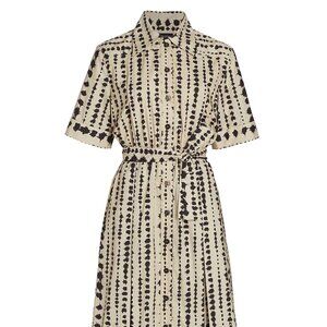 Piazza Sempione Belted Splatter Paint Shirtdress, beige black Size 12 NWT